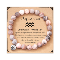 Zodiac Bracelet for Women Girls Horoscope Constellation Natural Stone Unique Bithday Gift-AL001-Aquarius