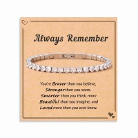 Cubic Zirconia Classic Tennis Bracelet Gifts for Women Teen Girls- AZ001-Remeber