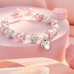 Kindergarten/Preschool/5th Graduation Gifts | Heart Bracelet for Daughter/Granddaughter/Niece | Pink Pearl and Rhinestone Balls Bracelet | Adjustable Length from 4-10 inches-AA002 5th