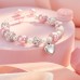 Kindergarten/Preschool/5th Graduation Gifts | Heart Bracelet for Daughter/Granddaughter/Niece | Pink Pearl and Rhinestone Balls Bracelet | Adjustable Length from 4-10 inches-AA002 Kindergarten